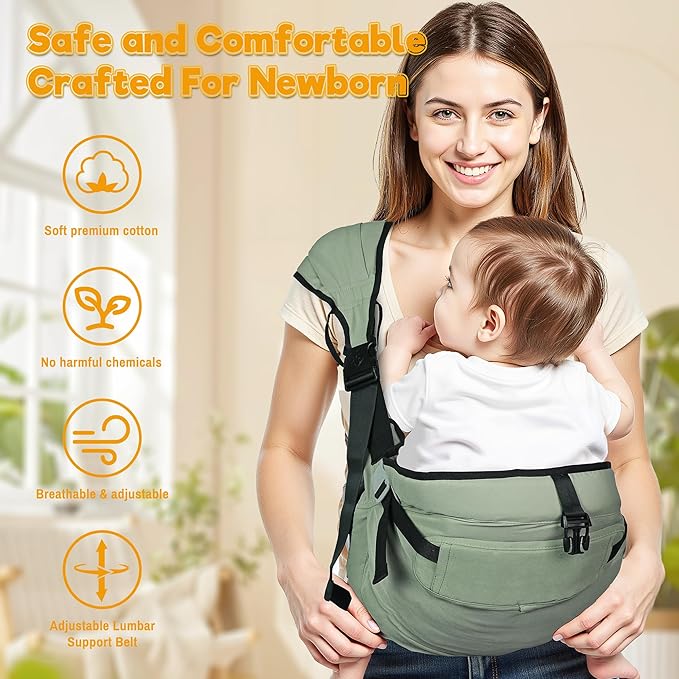 Baby Carrier Newborn to Toddler,Adjustable Baby Sling Carrier,Comfortable and Lightweight Toddler Carrier for 25-60 lbs,Ideal for Shopping Travelling