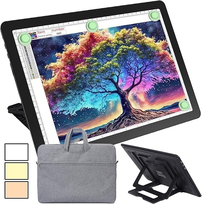 Phylosal Rechargeable A4 Light Pad with Built-in Stand & Bag, Magnetic Tracing Light Box for Drawing, Diamond Art Light Board with Side Button, Super Bright Light Table for Diamond Painting, Sketching