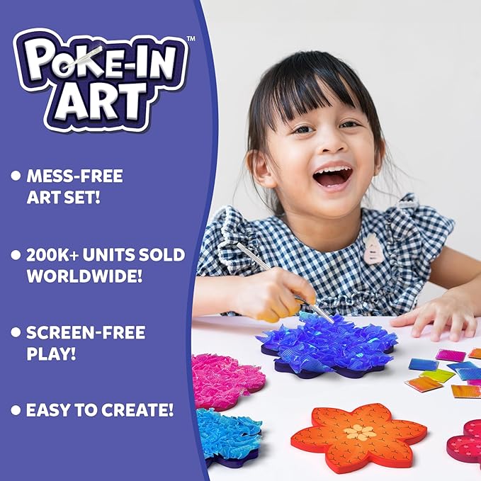 Skillmatics Poke-in Art - Flower Bouquet, Mess-Free Creative Activity, DIY Wood Craft Kits, Gifts for Girls & Boys Ages 4, 5, 6, 7, 8, 9