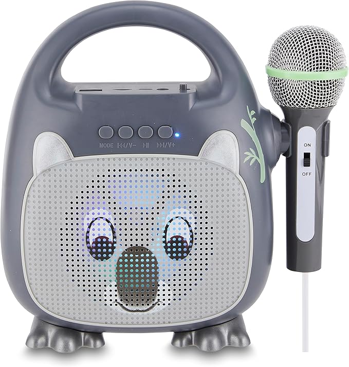 Singimals Kids Karaoke Speaker with Microphone - Unleash Your Child's Inner Superstar, Bluetooth v5.1, 12H Playtime, 5W Speaker, Multicolor LED Lighting, Kubby The Koala