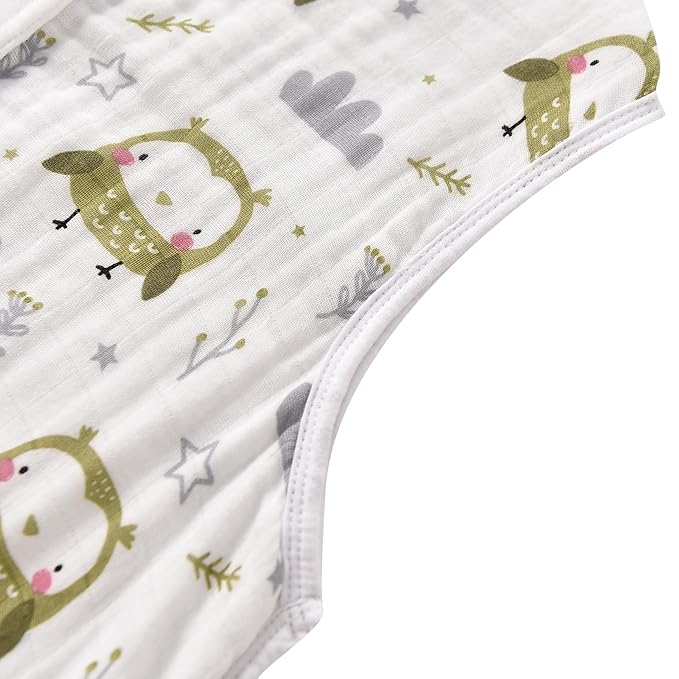 Baby Sleep Sack 2-4 T Baby Wearable Blanket 100% Organic Cotton 0.5 TOG Toddler Sleeping Sack 2- Way Zipper Soft Lightweight X-Large Owl