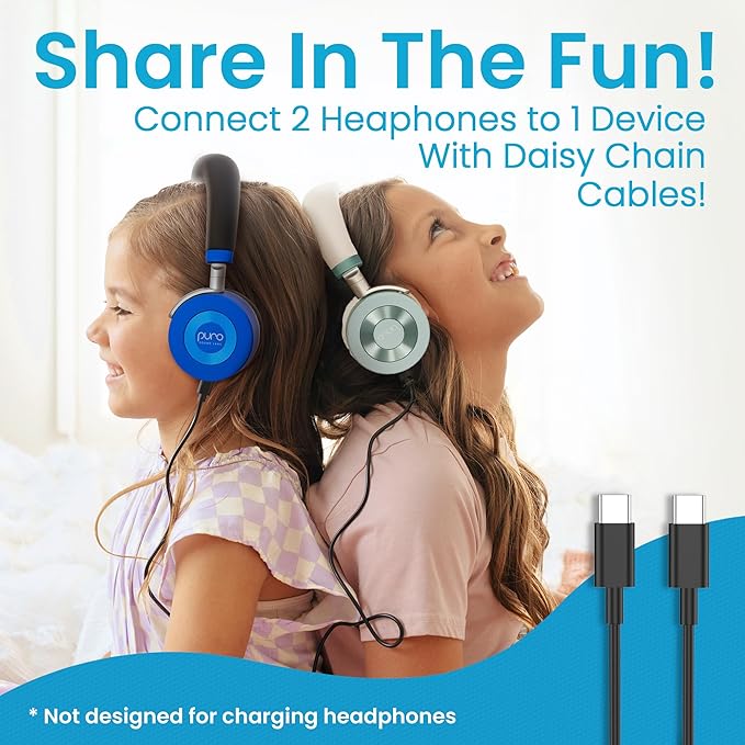 Puro Sound Labs JuniorJam Plus Volume-Limiting Wireless Bluetooth Headphones for Kids, Secure Audio with Adjustable On-Ear Design, 22-Hour Battery, Ideal for Tablets, Smartphones & PCs - Teal
