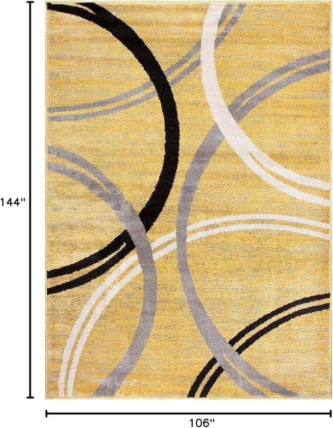 Rugshop Modern Wavy Circles Design Area Rug 8'8" x 12' Yellow