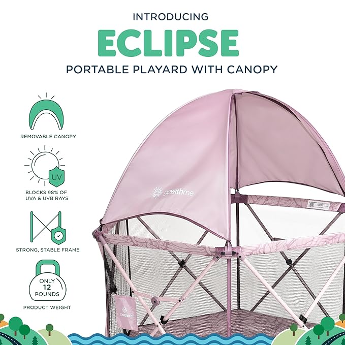 Baby Delight Go with Me Eclipse Deluxe Portable Playard | Playpen | Sun Canopy | Indoor and Outdoor | Ultra Padded Nylon Floor | Canyon Rose
