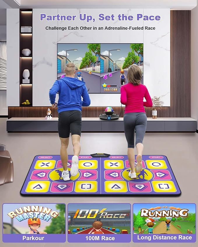 Flannel Dance Mat for TV with Camera, Non-Slip Exercise Dance Pad with Yoga Mode for Kids & Adults, Family-Friendly Electronic Game Mat Toy Gifts for Girls & Boys (Purple)