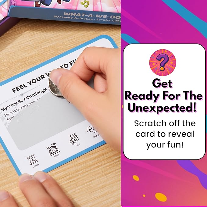 50 Family Activities - Adventure Scratch Off Cards - Family Date Night Ideas - Gift Basket Games for Kids and Adults - Surprise Book of Fun Challenge - Experience Gift for Kids