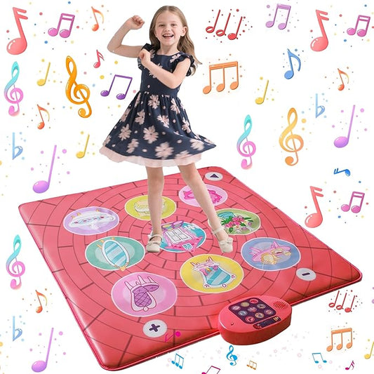 Dance Mat Toy for 3-12 Year Old Girls, Dancing Music Game Birthday for Kids, PlaymatScreen-Free Pink Dance Pad, Premium Speaker with Built-in Adjustable Volume Music, Perfect Christmas Birthday Gift
