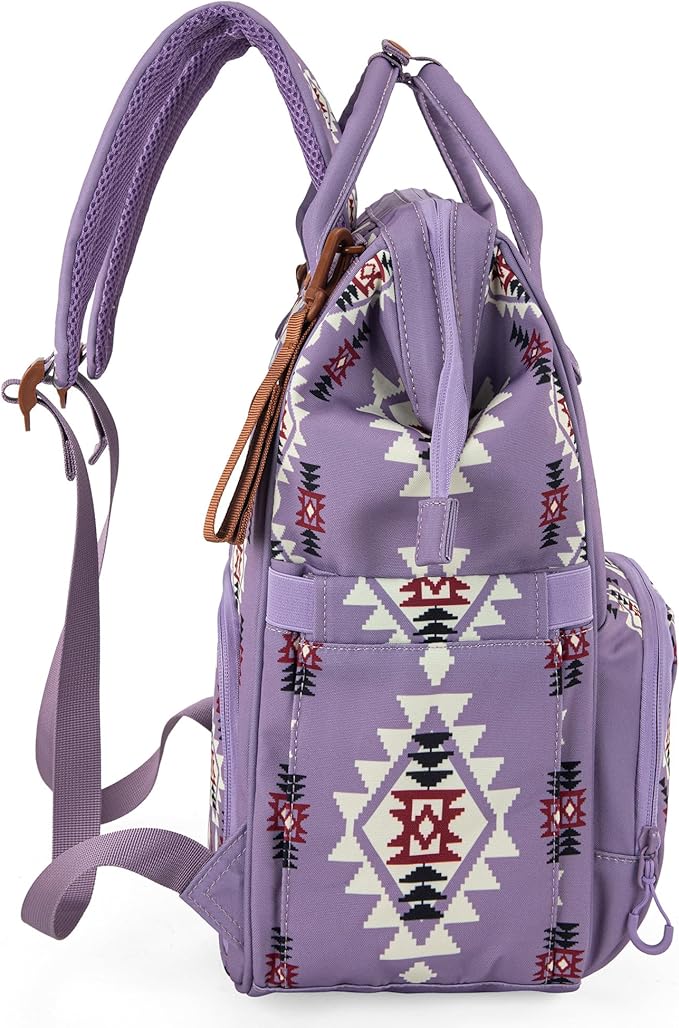 Wrangler Diaper Bag Backpack Aztec Travel Backpack Purses Western Multi-Function Baby Bags for Mom with Waterproof Insulated Pockets