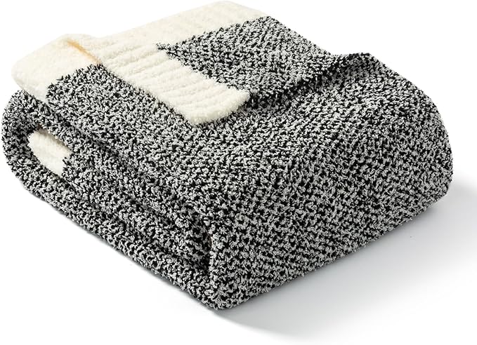 Snuggle Sac Soft Warm Bed Blanket Oversized Twin XL 66x90“, Super Soft Warm Blankets for Bed, Living Room, Luxurious Microfiber Blanket Dupes, Heather Black, 66x90 inches