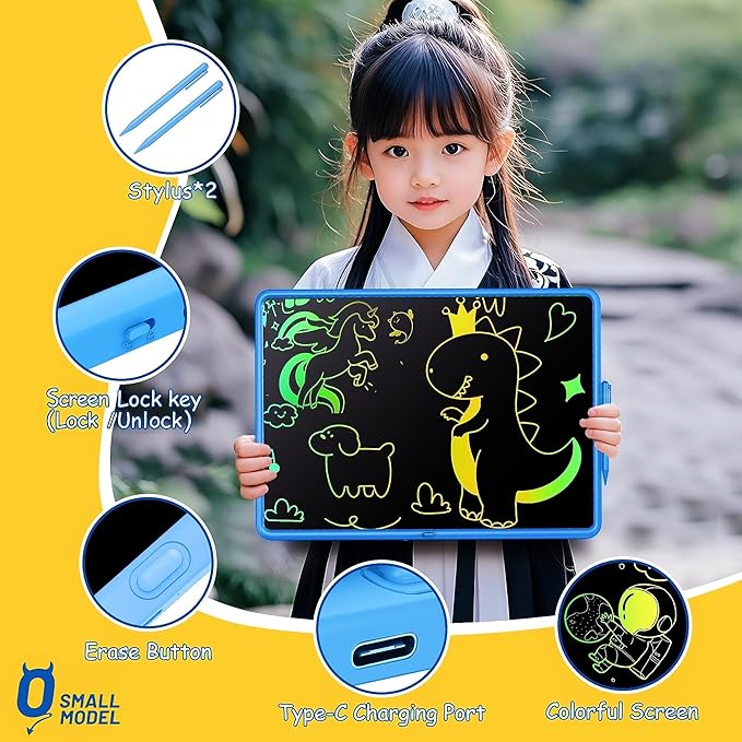 20 Inch LCD Writing Tablet for Kids, Rechargeable Large Kids Drawing Pad, Mess Free Drawing Tablet, Doodle Board, Educational & Learning Drawing Toys for Boys and Girls Aged 3+ Years Old Birthday Gift