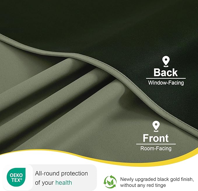 NICETOWN Thermal Insulated Blackout Curtains Room Darkening & Energy Saving Solid Grommet Top Plylux Curtain Panels for Home Decor Bedroom Windows, Dark Mallard, 52W x 63L in, 2 Panels