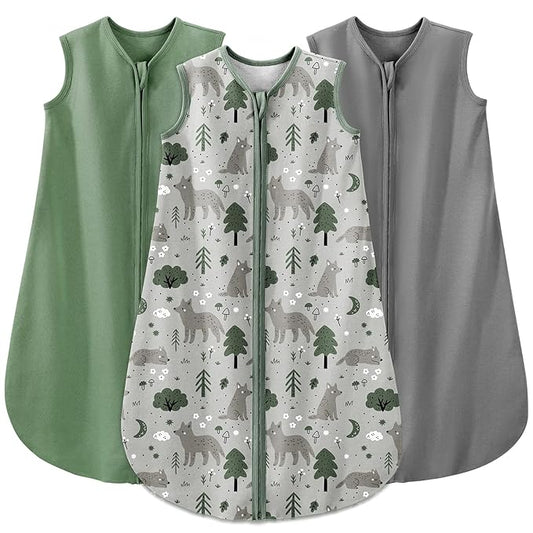 Yoofoss Baby Sleep Sack 6-12 Months Baby Wearable Blanket 100% Organic Cotton 2-Way Zipper Toddler Sleeping Sack, 3 Pack Soft Lightweight Sleep Sacks for Babies