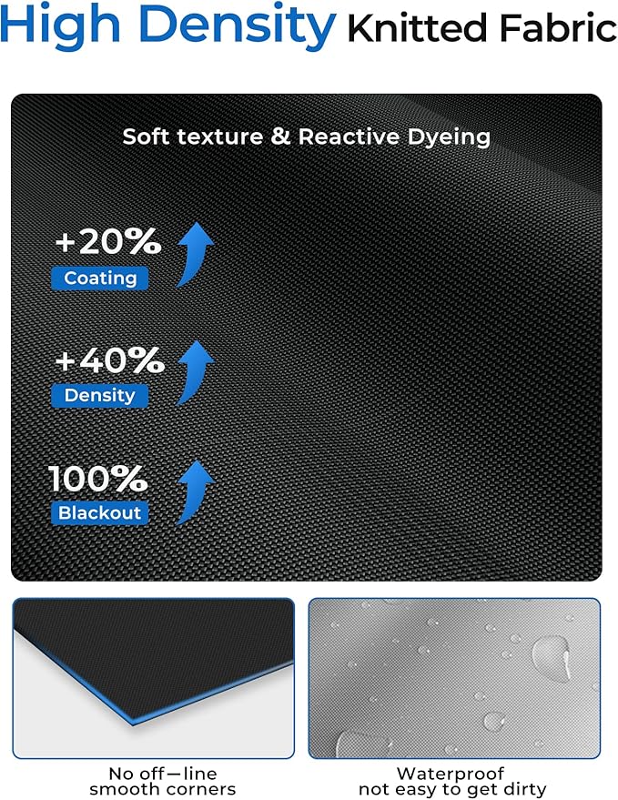 Sumobaby Blackout Curtains for Bedroom Portable 84”x57”Black Out Window Cover with Heat-Resistant Hook&Loop Tape,100% Blackout Shades,NoDrill Blinds for Windows DIY Cut Fit for Nursery&Dorm Room,Black