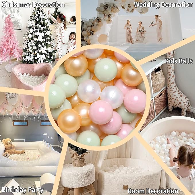 GOGOSO Ball Pits Balls for Toddlers Pack of 50 100 200 Plastics Shape Ball Non-Phthalate Non-BPA Non-Toxic 2.2-Inch Crush Proof Play Balls