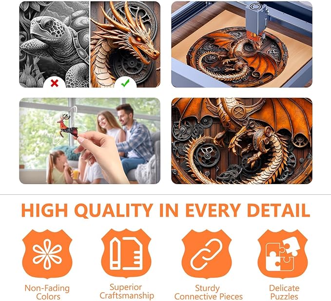 Wooden Puzzles for Adults, Mechanical Dragon Wooden Jigsaw Puzzles for Adults, Wood Puzzles Adult, Unique Animal Shape, Gifts for Friends and Family, Wall Art Canvas Puzzle (L -13.4*13.3in -300 pcs)