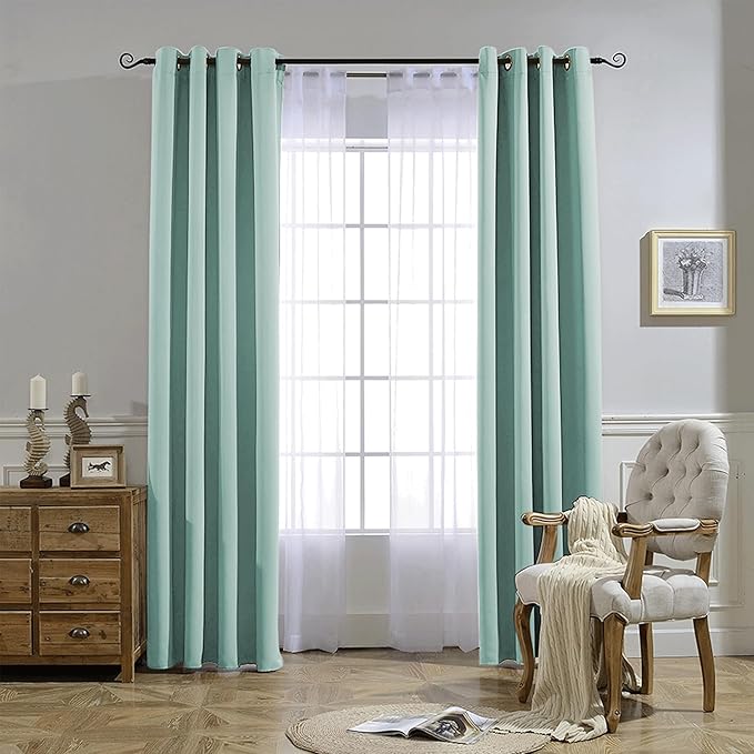 NICETOWN Aqua Blue Bedroom Curtains 72 inches Long, Grommet Blackout Thermal Insulated Window Treatment Room Darkening for Bedroom/Home Office, 2 Panels, W37 x L72