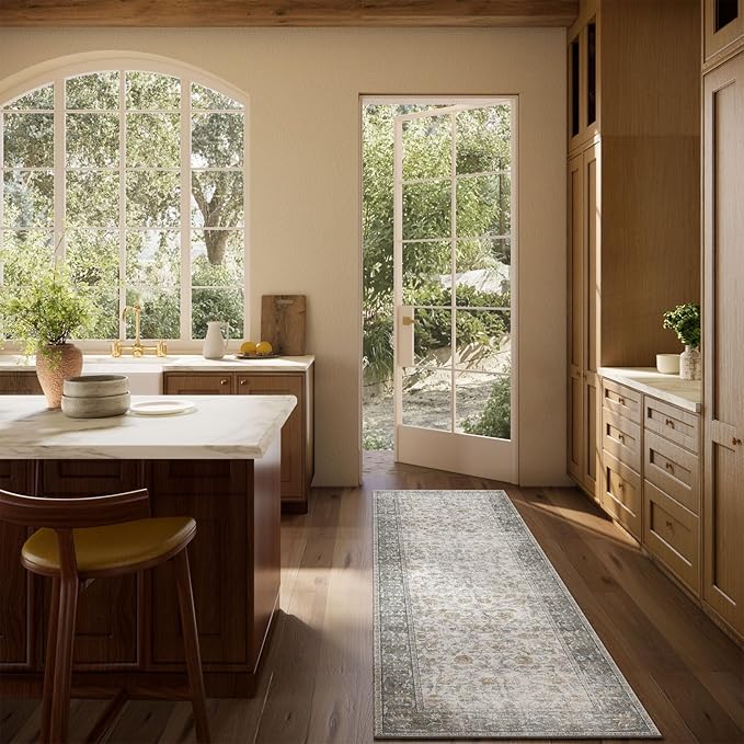 Washable Kitchen Rug Runners for Hallways: 2'6"x8' Bedroom Rug Non Slip Low-Pile Stain Resistant Soft Indoor Floor Carpet Runner for Indoor Entryway Hallways Kitchen Laundry Room Beside Farmhouse