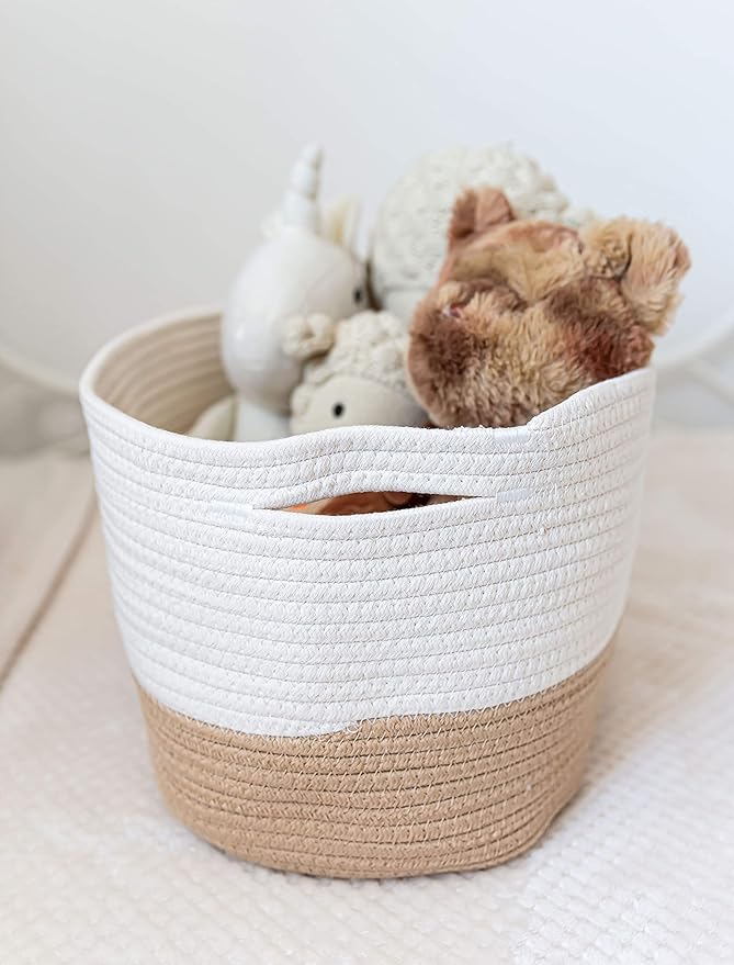 OrganiHaus Set of 3 Storage Baskets for Shelves, Cotton Rope Basket for Decor, Shoe Basket Organizers & Storage, Decorative Storage Baskets & Bins, Cute Storage Basket for Toys & Cloths, Honey