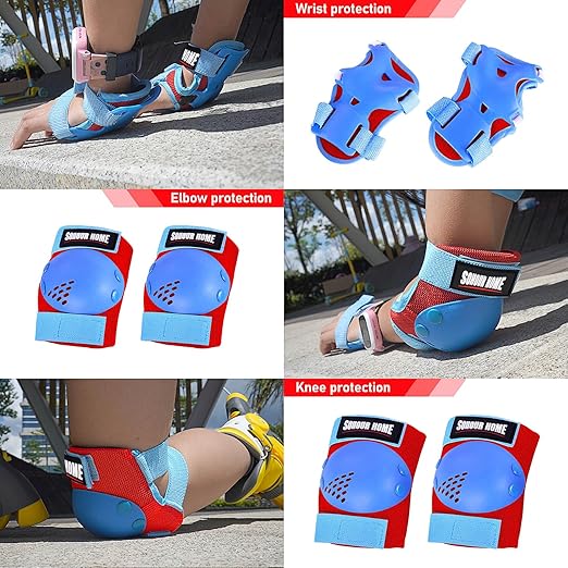 Youth/Kids Knee Pads Elbow Pads Wrist Guards Protective Gear Set for 3-15 Years Child Roller Skates, Skateboard, Cycling, Inline Skating, BMX Bike, Balance Bike, Scooter Riding and Other Outdoor Sports