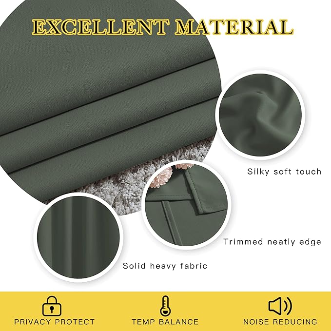 NICETOWN Living Room Curtains 95 inch Long - Sound Reducing Grommet Thermal Insulated Blackout Solid Drapes for Villa/Hall, Dark Mallard, 2 Panels, W52 x L95