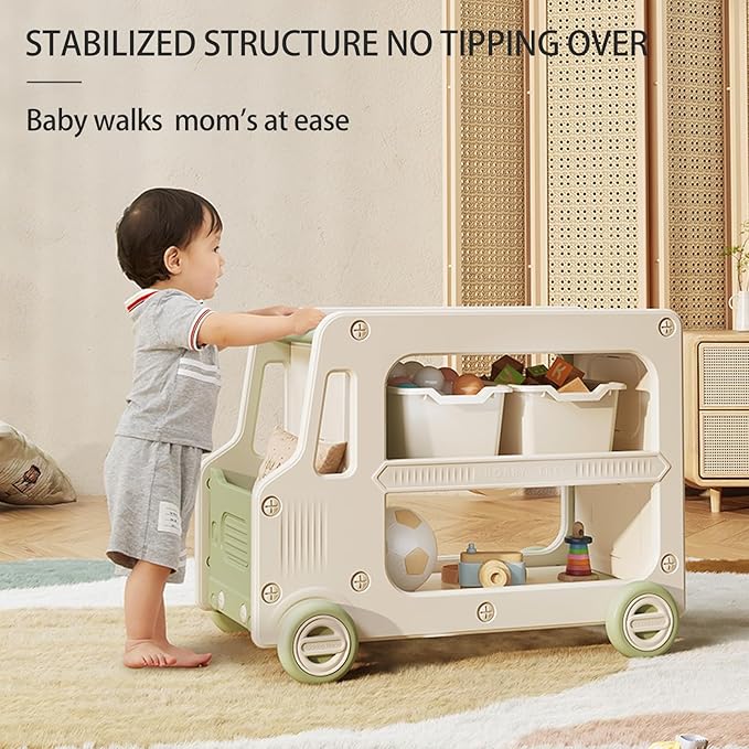 Toy Organizers And Storage For Kids, 2 Layers Toy Storage Cabinet Toys Organization Chest With Bins Multipurpose Toy Storage Box For Nursery, Playroom, Bedroom, Living Room（Green/No Blockes