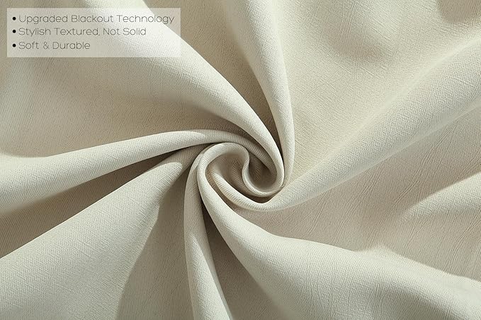 MIUCO Room Darkening Textured Grommet Thermal Insulated Blackout Curtains for Bedroom Set of 2 52x95 Inch Beige
