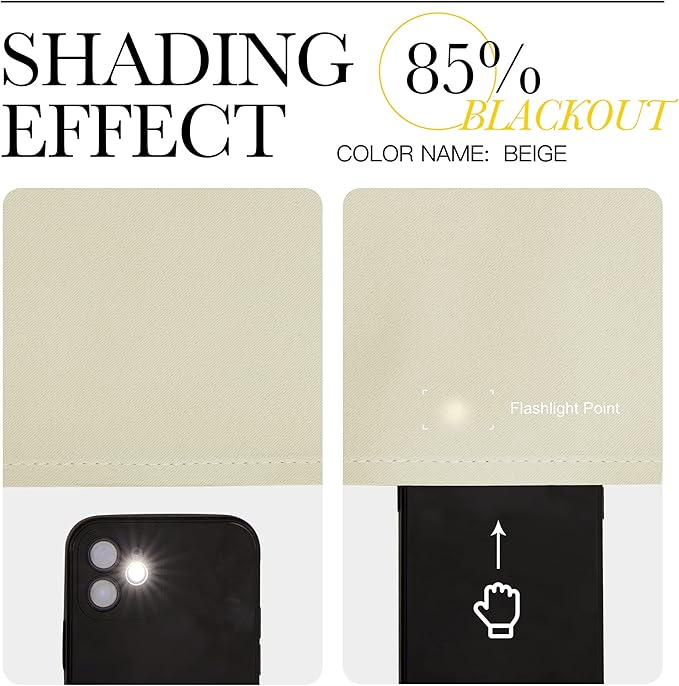 NICETOWN Room Darkening Curtains Panels for Bedroom - Energy Saving Thermal Insulated Solid Ring Top Light Blocking Window Drapes for Flat (Beige, 2 Panels, 46 x 72 Inch)