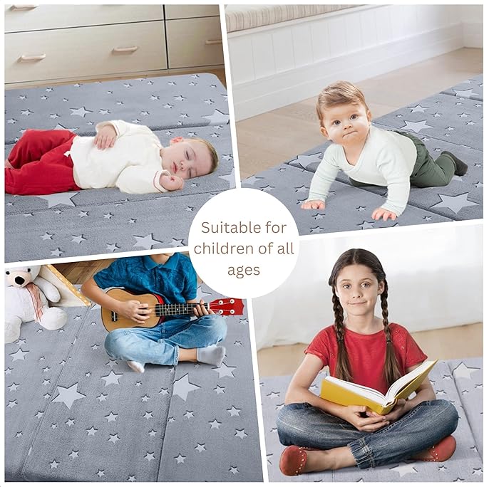 MeMoreCool Kids Floor Mattress Large 6x4 FT, Thicken Foam Futon Mattress for Playroom, Foldable Crawling Mat for Children’s Play Area