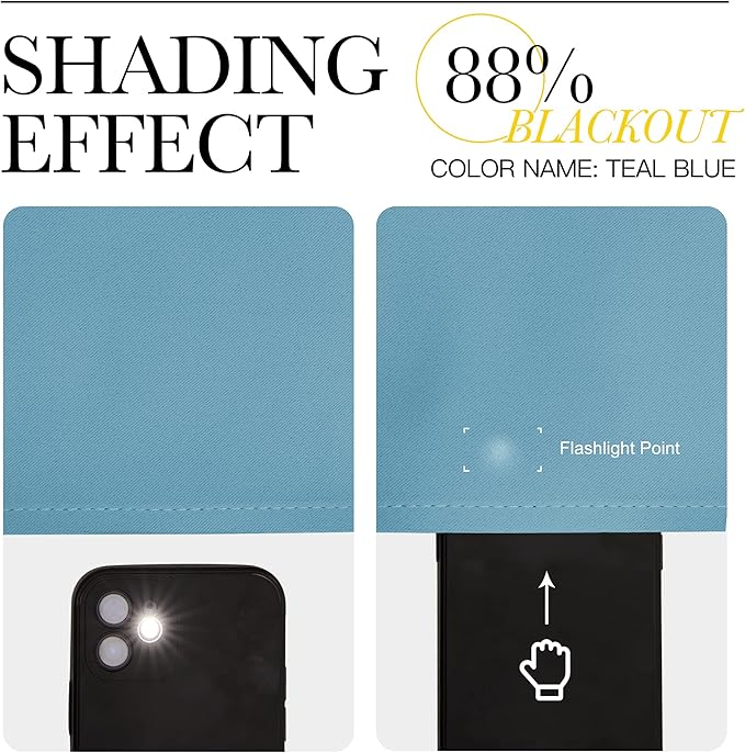 NICETOWN Room Darkening Curtain Panels - Home Fashion Ring Top Thermal Insulated Room Darkening Curtains for Bedroom/Living Room (2 Panels, 80" Wide by 95" Long, Teal Blue)