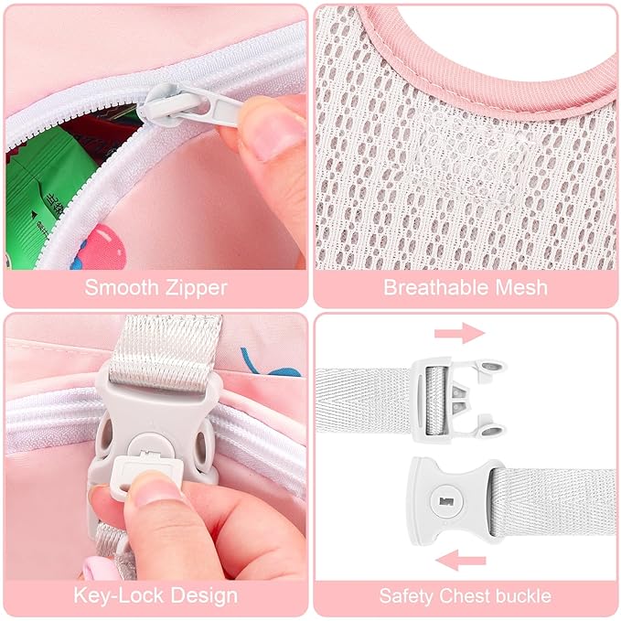 Accmor Toddler Harness Leash, Collapsible Cute Rabbit Kids Leash + Anti Lost Wrist Link for Outdoor Travel, Soft Child Walking Harness Tether Wristband Assistant Strap Belt Protector for Baby Girls