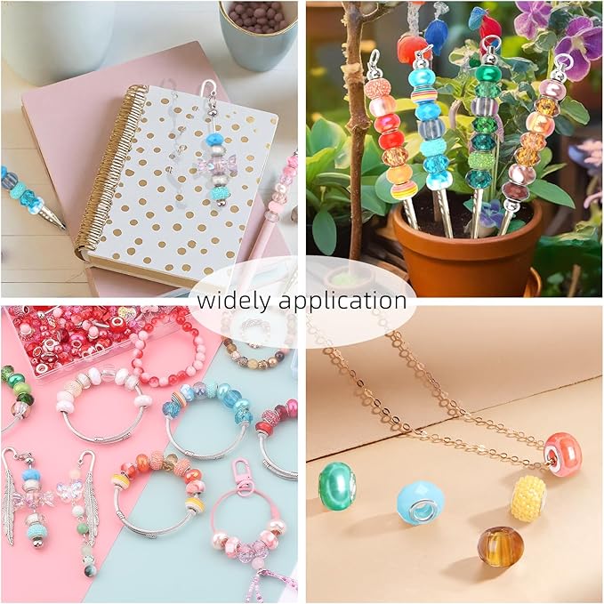 Kingshine 630pcs Beads Making Kit - European 8mm Round Glass Beads with Charms for DIY Bracelet Necklace Earring Jewelry (Blue)