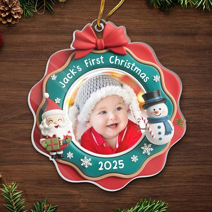 Pawfect House Custom Photo Acrylic Ornament, Personalized Christmas Baby Shower, Gender Reveal Gifts For New Moms, New Dads, New Parents, Christmas Tree Decorations For New Parents, House Warming Gift