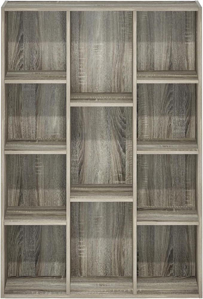 Furinno Luder 11-Cube Open Shelf Bookcase, Bookshelf, French Oak