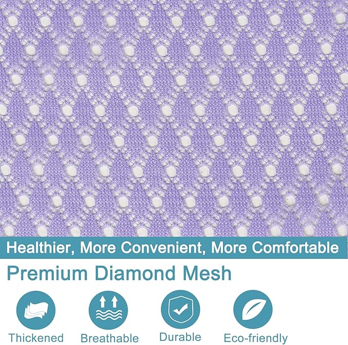 Polecasa Heavy Duty Diamond Large Mesh Laundry Bag with ID Tag and Locking Drawstring Closure - 24 x 36 inches - Laundry Hamper Liner, Washable Laundry Bags for Travel, Sports, Dorms (Purple)