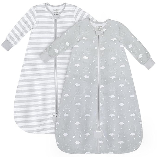 Mama Cheetah Baby Sleep Sack with Sleeves, 0.5 TOG Organic Cotton Wearable Blanket and Two-Way Zipper, Swaddle Transition Long Sleeve Sleeping Bag for Newborn Infant Toddler, 18-24 Months