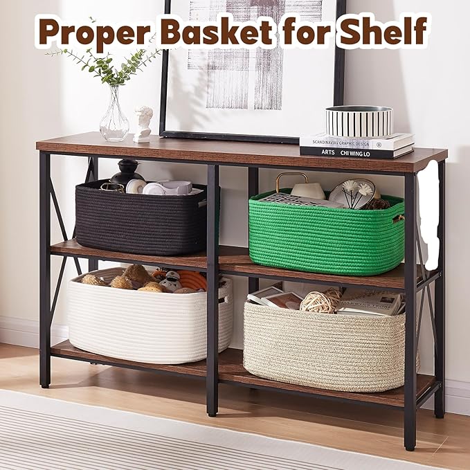 OIAHOMY Storage Basket for Shelves, Closet Cube Storage Bins Baskets for Clothes Blanket Towels, Baby Nursery, Toy Baskets Box, Woven Rope Basket, 15.75*11.81*7.09 IN, 2 Packs Black
