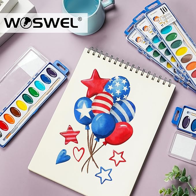 Watercolor Paint Set, Washable paint 10 Colors, 24 Sets with Brush Watercolor Paint Set