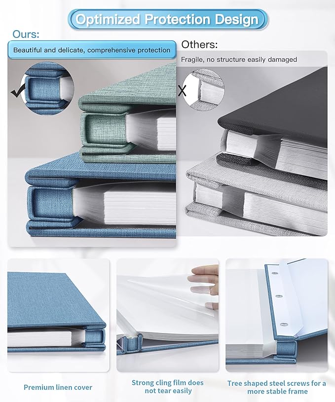 Popotop Photo Album Self Adhesive Scrapbook Album for 4x6 5x7 8x10 Pictures DIY Photo Book as Scrapbooking Supplies Kits, Birthday Gifts for Women Mom Wedding Baby Family Travel