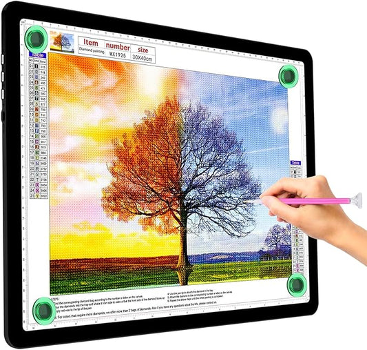 KOBAIBAN A3 Light Board for Diamond Painting & Tracing, Tracing Light Box with Side Physical Buttons, 6-Levels Adjustable Brightness, USB-C Powered Light Table for Art Crafting(Black, 46.2 x 33.9 CM)