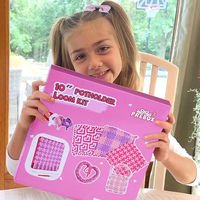 Pro 10 Inch Potholder Loom Kit for Kids & Beginners, Large Weaving Loom Crafts for Girls Age 6-12 Year Old & Adults, Gift Ideas for Birthday & Christmas, 112 Delicate Loops to Make 2 Pot Holders