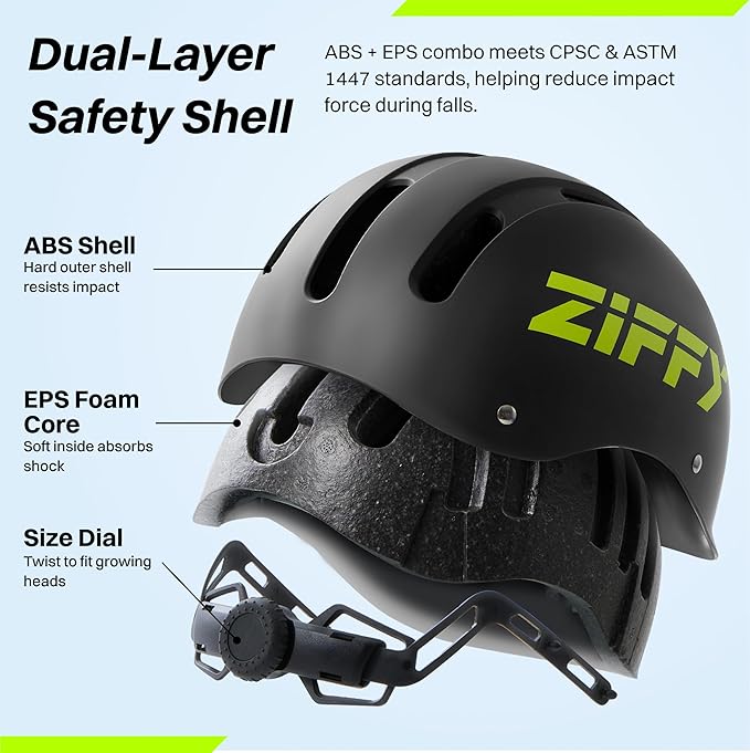 ZIFFY Kids/Toddler Bike Helmet, Adjustable, Lightweight, Safety Certified Scooter Helmet for Boys & Girls with Washable Inner Lining, 2 Sizes, 4 Colors – Fits Toddlers to Youth
