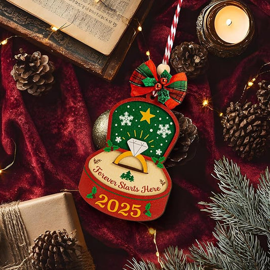 First Engagement Ornament 2025 - Just Engaged Ornament 2025 Engagement Gift for Newly Engaged Couples Fiance, Cool Bride to Be Gifts for Her, Unique Christmas Ornaments for Xmas Tree Decor