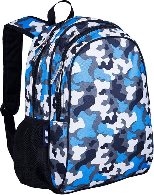 Wildkin 15-inch Kids Backpack – Durable, Padded, Adjustable for School & Travel - Blue Camo