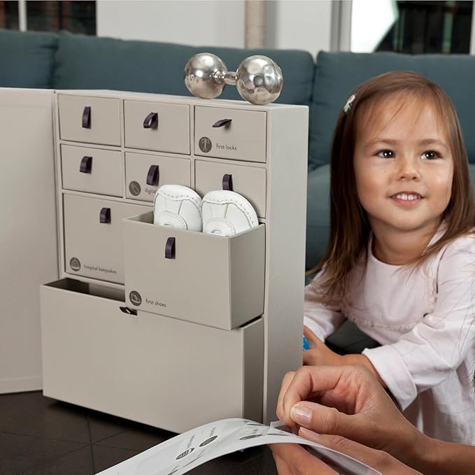 Savor | The Original Deluxe Baby Keepsake Box | Fabric Bound Acid-Free Gender-Neutral Minimalist Newborn Memory Organizer with Labels | for Pregnancy, Mother’s Day, Baby Shower