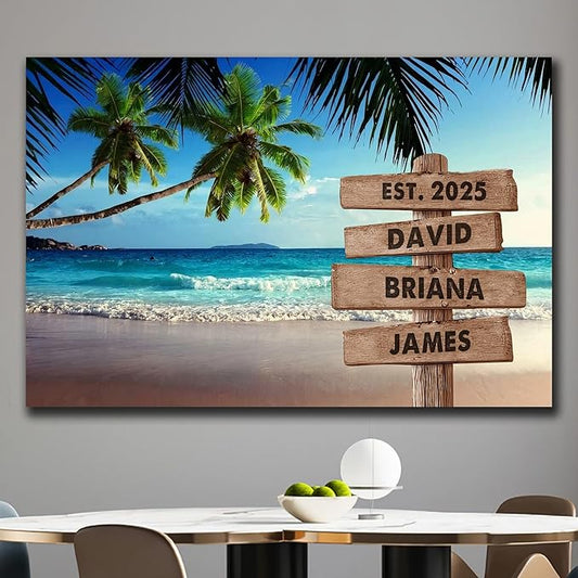 Personalized Father's Day Family Names Street Custom Multi-Name Date of Birth Vintage Street Sign Happy Fathers Day Poster Canvas Wall Art Best Gifts for Dad Husband from Daughter Son Wife Kids #22