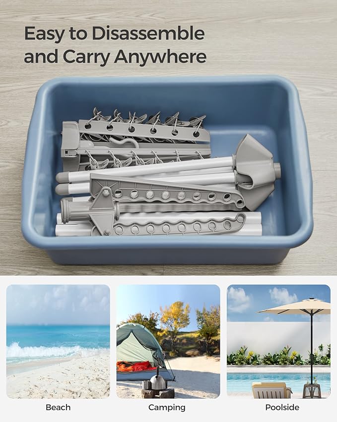 SONGMICS 2-Tier Clothes Drying Rack, 72-Inch Folding Laundry Drying Rack with 3 Rotatable Arms for Hangers, 24 Clips, Stainless Steel, for 27 Pieces of Clothes, Gray and White ULLR512G01