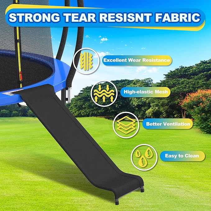 Universal Trampoline Ladder Trampoline Slide for Kids Climb Up & Slide Down, Outdoor Trampoline Slide Attachment, Easy to Install, Fit All Kinds of Trampolines, Black