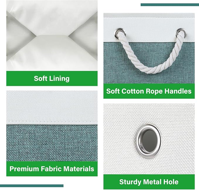Bidtakay Large Storage Baskets for Shelves 3 Pack Fabric Storage Bins for Organizing Linen Collapsible Organizer for Closet-Deep Green