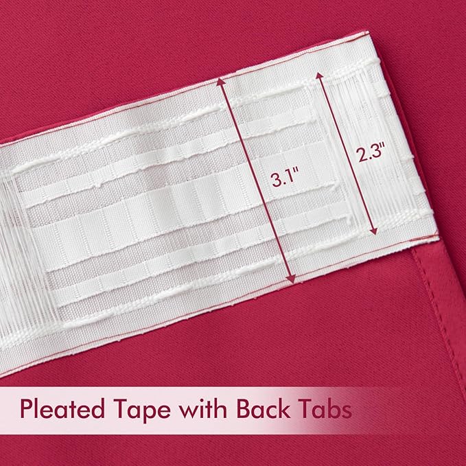 MIULEE Hot Pink Back Tab Blackout Curtains 120 Inch Long 2 Panels Set for Bedroom, Rod Pocket/Pinch Pleated Extra Long Thermal Insulated Living Room Darkening Light Blocking 10FT Drapes