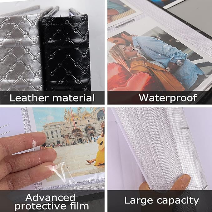 RECUTMS Photo Albums for 4x6 Photos Holds 300, 3 Per Pages Photo Picture Album PU Leather Cover, Horizontal Photos Record Family Wedding Anniversary Baby Holiday Album (Grey)